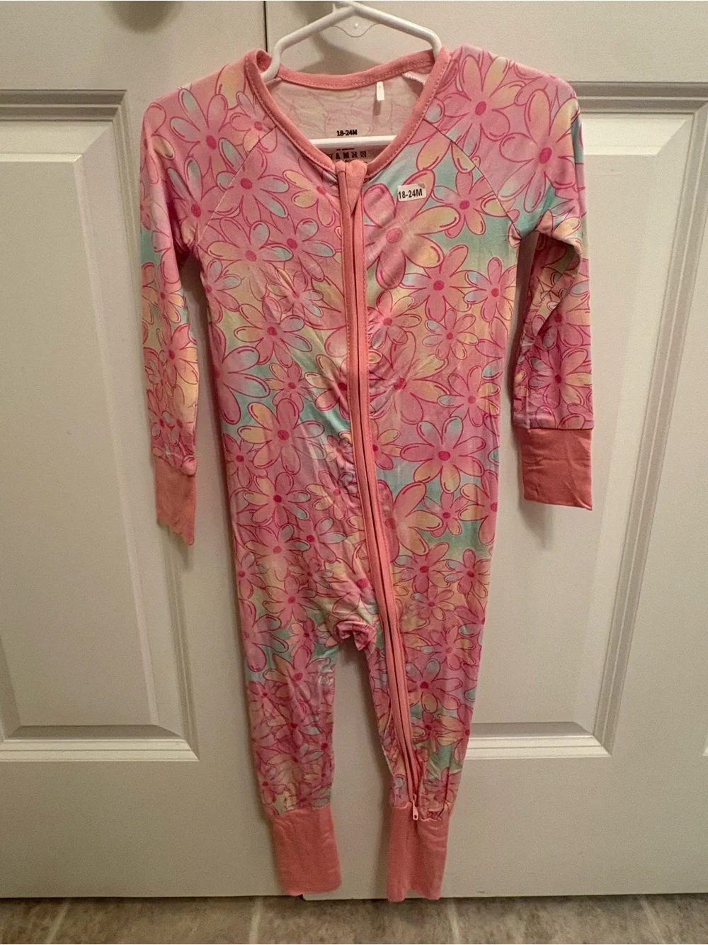 Pink Floral Girls Bamboo Zippie
